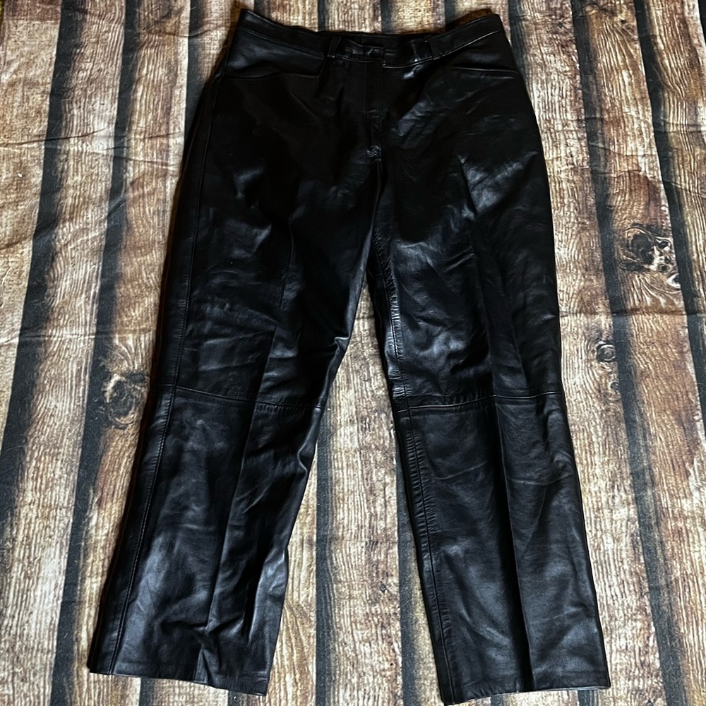 Acton 100% Leather Black Leather Pants Size 16